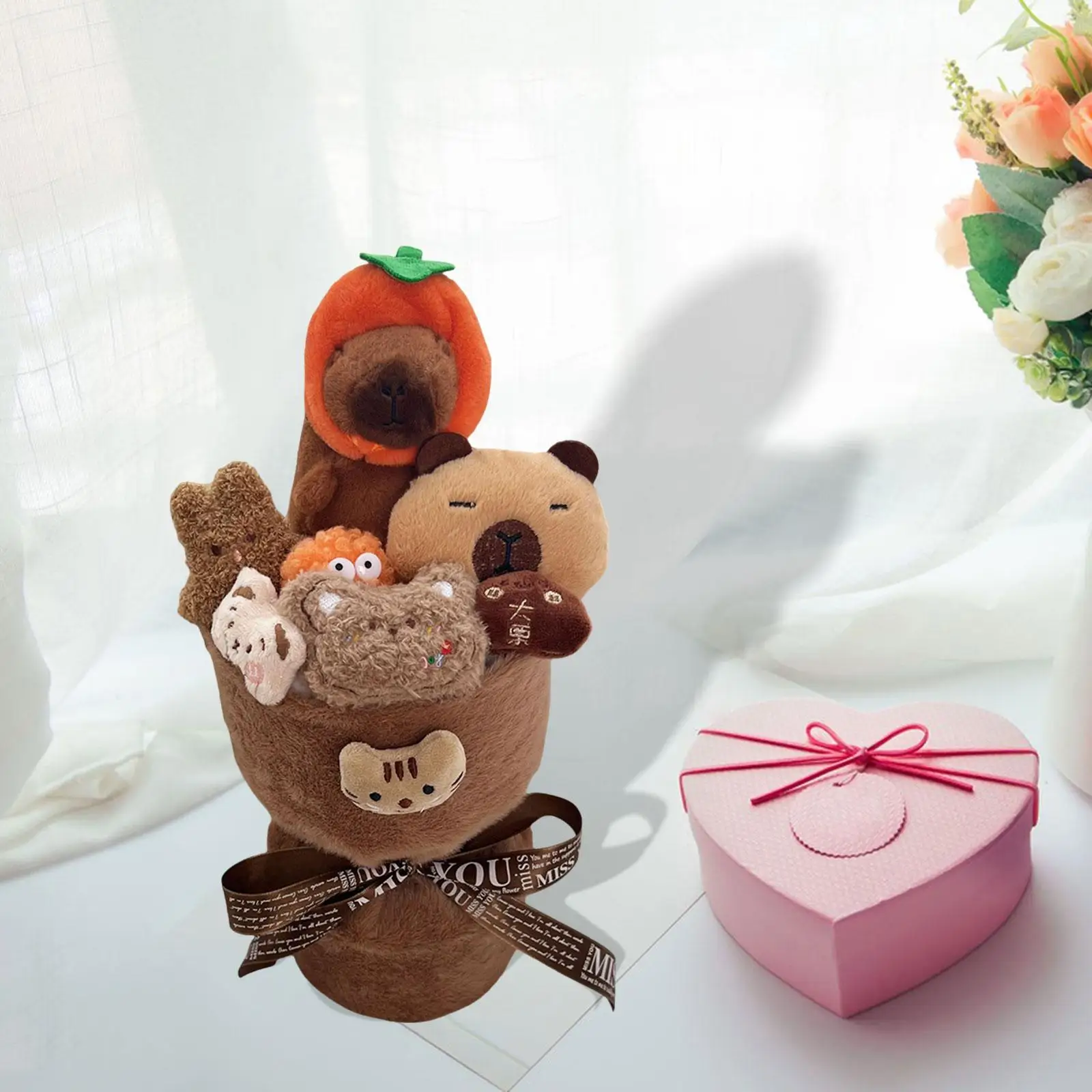 Plush Doll Bouquet Plush Toy Cute Home Decoration Artificial Flower Bouquet Stuffed Animal Doll for Graduation,Valentines Day