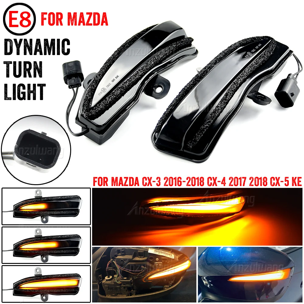2Pcs LED Dynamic Turn Signal Light Side Mirror Blinker Sequential Flasher Repeater For Mazda CX-3 CX3 CX-4 CX4 CX-5 CX5 KE 2016
