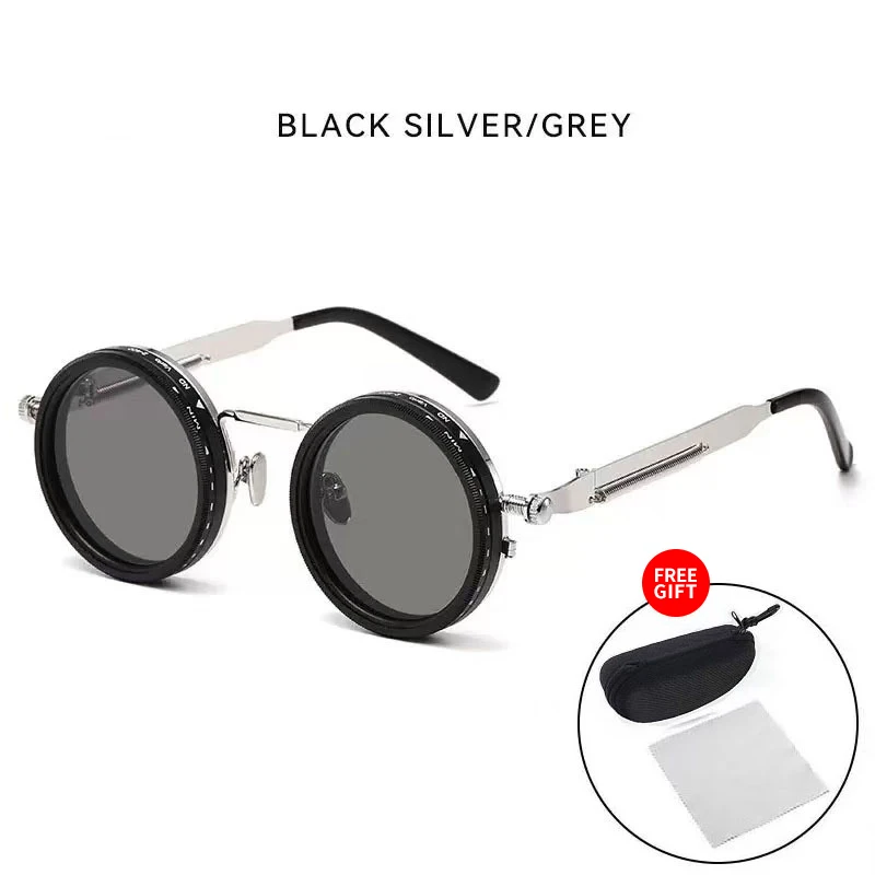 Gepolariseerde Ronde Zonnebril ND9 Verstelbare Dimmen Zonnebril Steampunk Mannen Vrouwen Retro Punk Vissen Brillen Outdoor Met Case