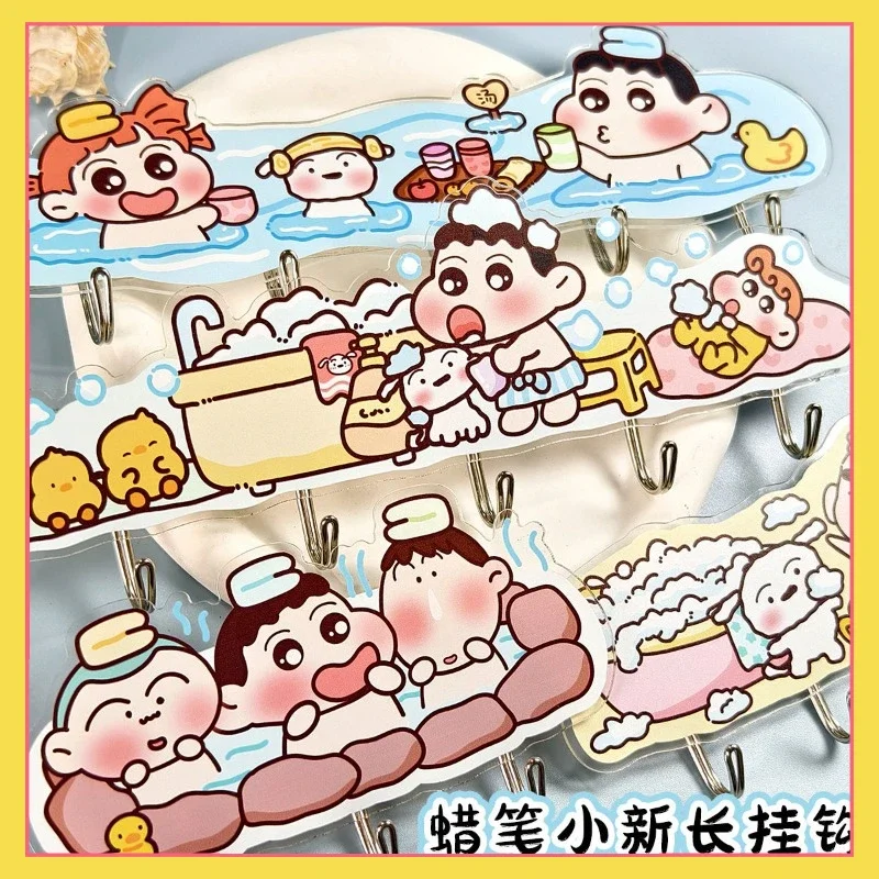 

New Cartoon Acrylic Hooks Crayon Shin chan Non Punching Hooks Durable Bedrooms Clothes Hooks No Trace Stickers