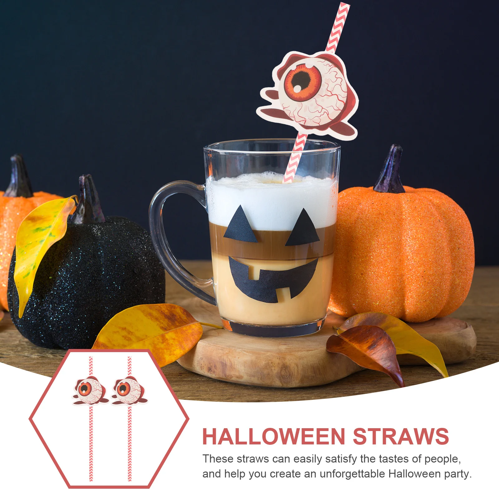 

24Pcs Halloween Party Beverage Paper Straws Cartoon Drinking Tools for Juice Cocktail Halloween Decorations Straws