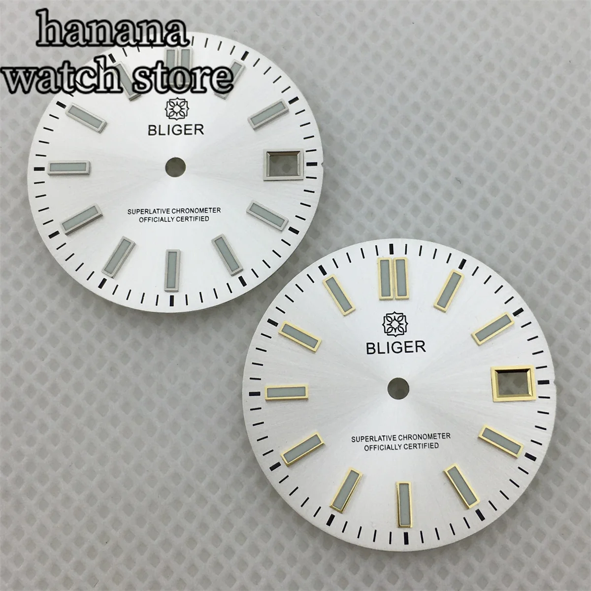 BLIGER 29mm Day Burst Watch white dial fitted with NH35 NH36 automatic movement 3 o 'clock date window green luminous