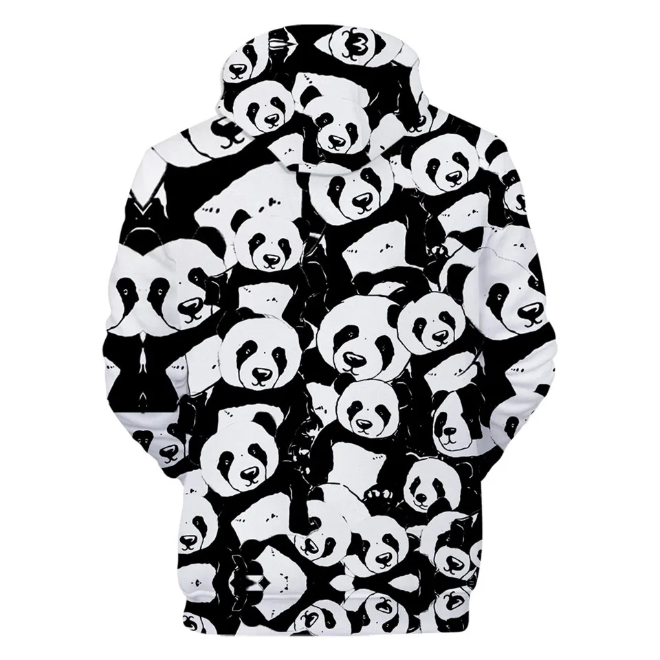 Funny Black Panda Printing Hoodies Fashion Women Men Autumn Winter Sweatshirt Ladies Streetwear Pullover