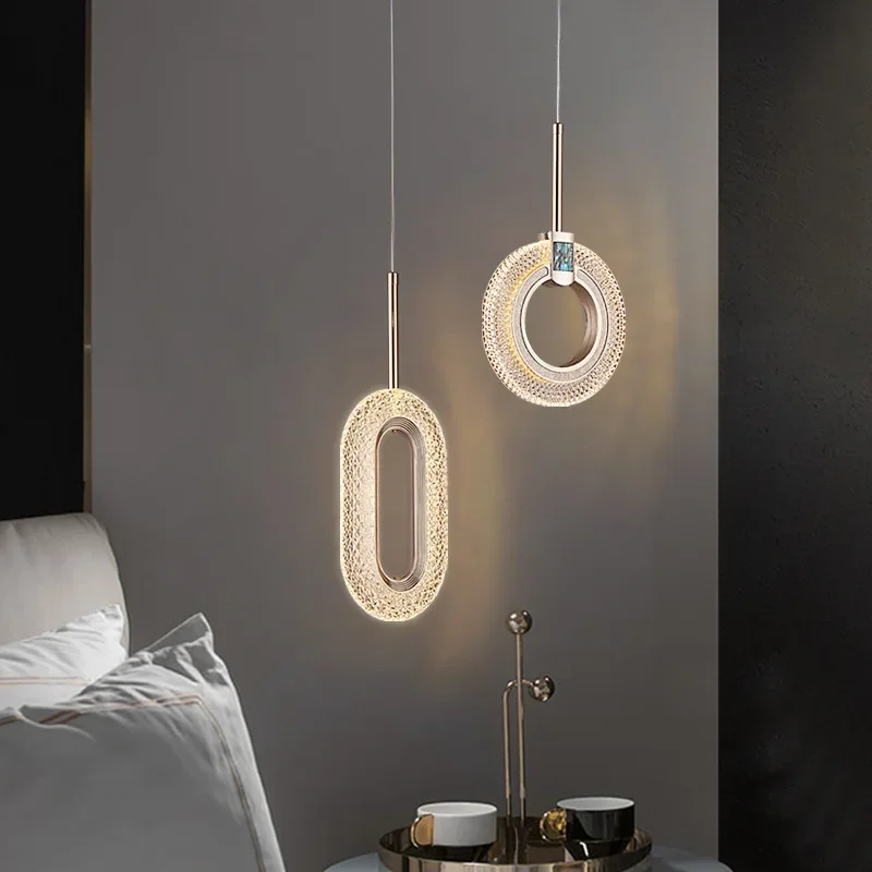 

New Pendant Light Led Hanging Bedroom Bedside Small Nordic Lighting Luxury Bar Study Long-line Single-head Gold Indoor Deco Lamp