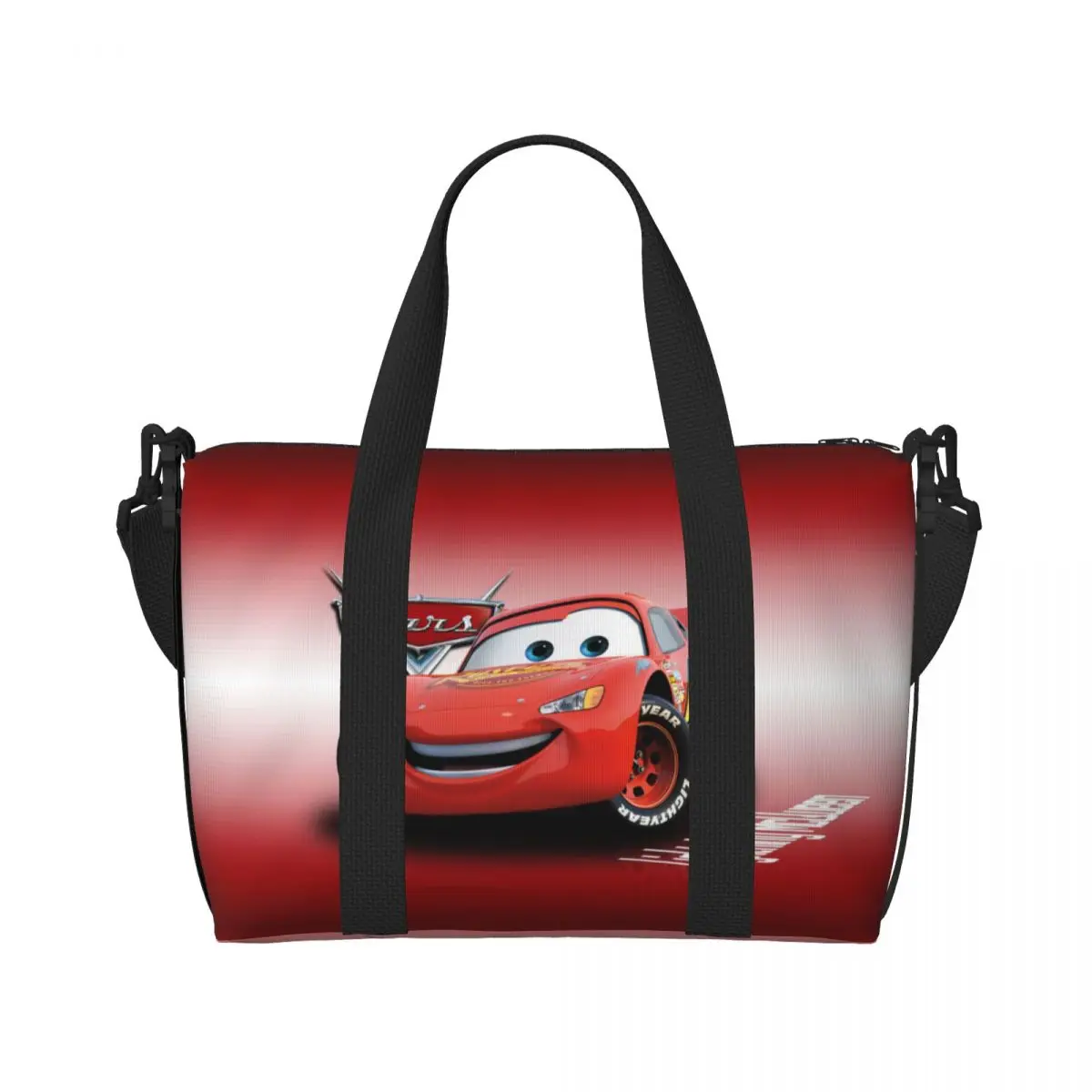 Custom Lighting McQueen Beach Tote Bag for Women Extra Large Gym Carry On Cartoon Travel Shopping Bags