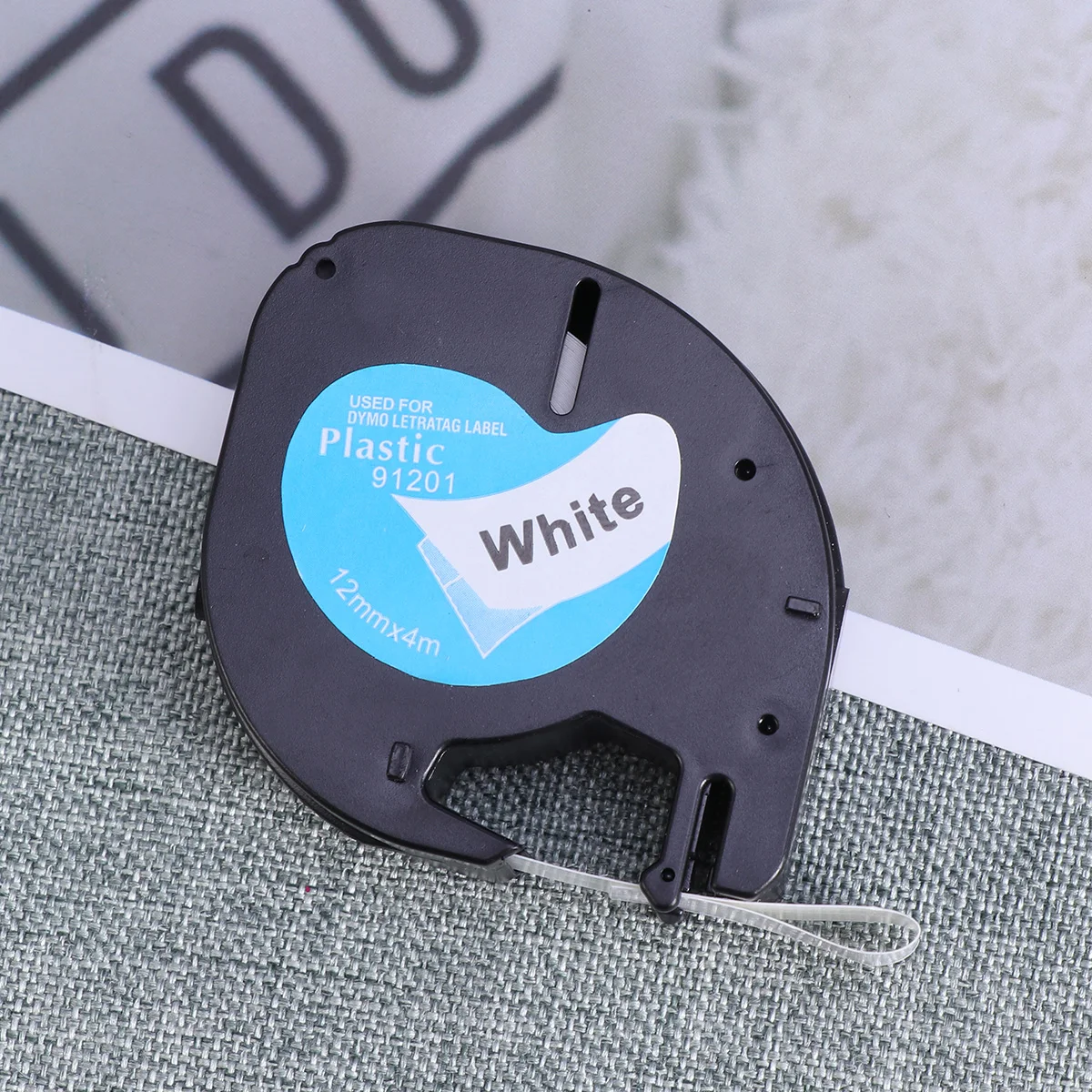 

12Mmx4M Plastic Compatible For Dymo 91201 White Clear Durable Easy Peel Split Backing No Residue Printer