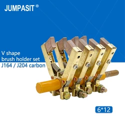 Jumpasit Set 6x12 V Shape Copper Carbon Brush Holder Assembly for 2/3/4 Way Slip Ring Motor Contact 13A 15A