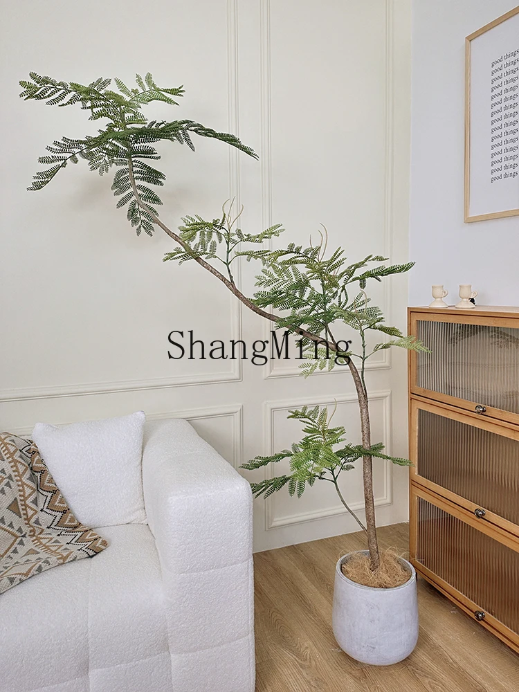 HJ Simulation Green Plant Jacaranda Large Floor Potted Plant Ornament Living Room Interior Light Luxury Decoration
