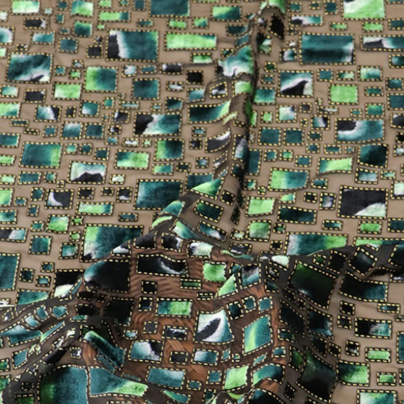 1 メートルマルチカラーブロケードバーンアウトベルベットジャ - Crystal Mesh Fabric のレビューと価格