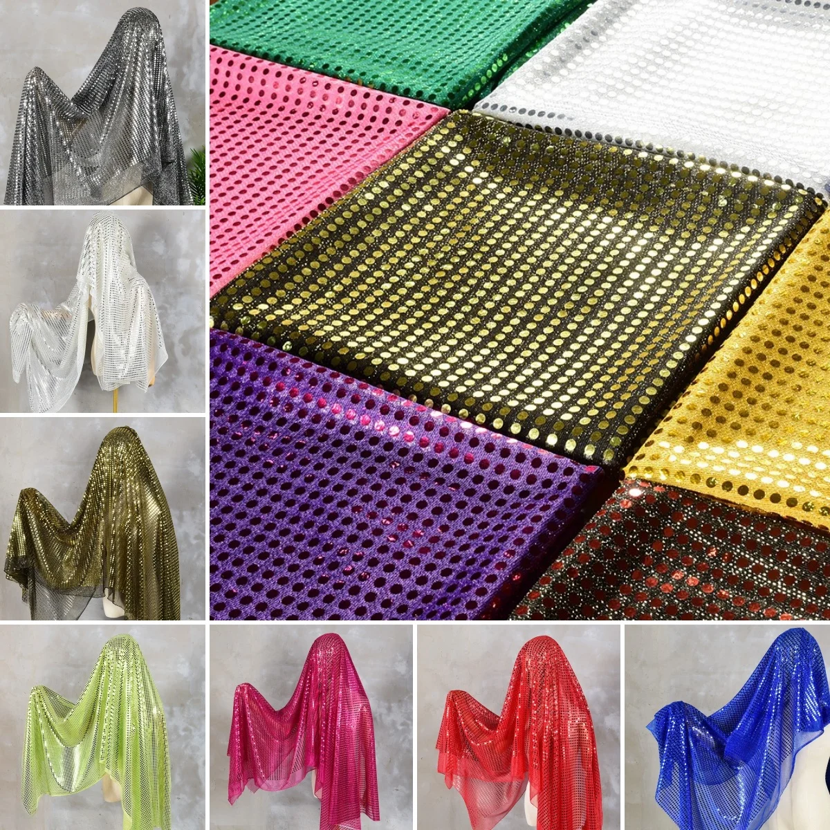 

14-цветная блестящая сетчатая ткань в горошек с блестками, шитье бального платья, вечернее платье, кукольная одежда, платок и аксессуары для волос, ткань