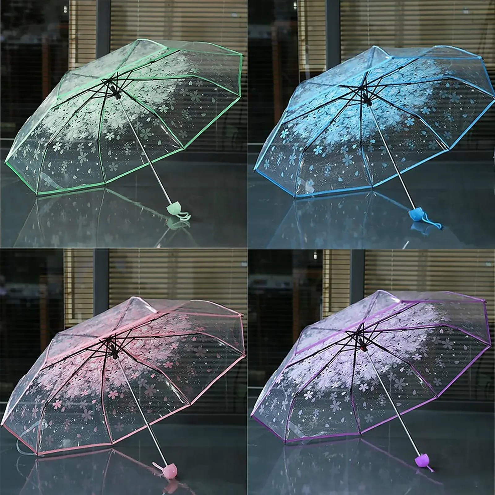 Kreative Hand Bewegung Transparent Männlich Weiblich Regenschirm Kirschblüte Stil Personalisierte Paar Student Klar Strand Regenschirm – Detail 18