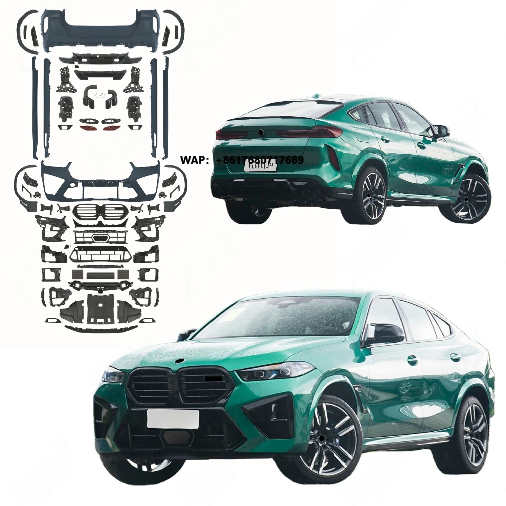 Top Rank Car Body Kit for X6 G06 LCI 2023+ Upgrade X6M F96 LCI Bodykit Front Rear Bumper with Grill Diffuser Exhaust Pipe