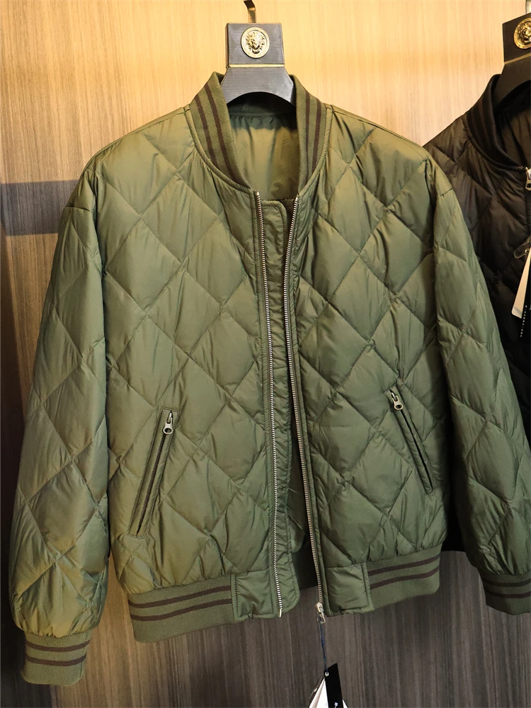 

American Retro Baseball Jaet 90 White Du down Diamond Stitching Men's Warmth down Coat Faion Urban Sle Youth Regular ...