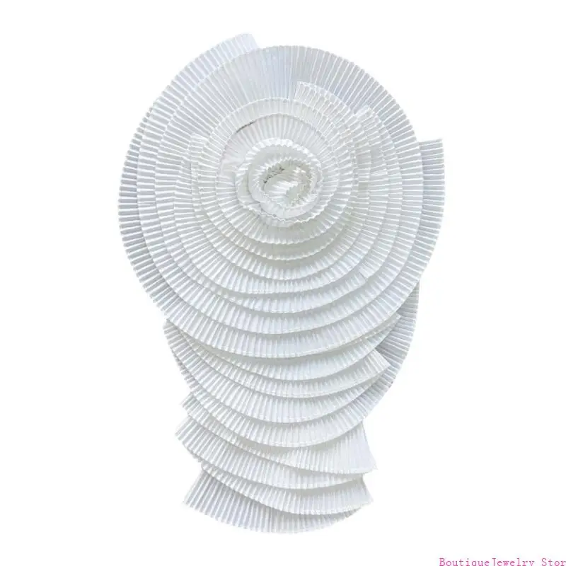 E1PE Exaggerated Ruffled Flower Lapel Pin Pleated Big Floral Brooch for Fashion Enthusiasts Elegant Women Clothing Accessory