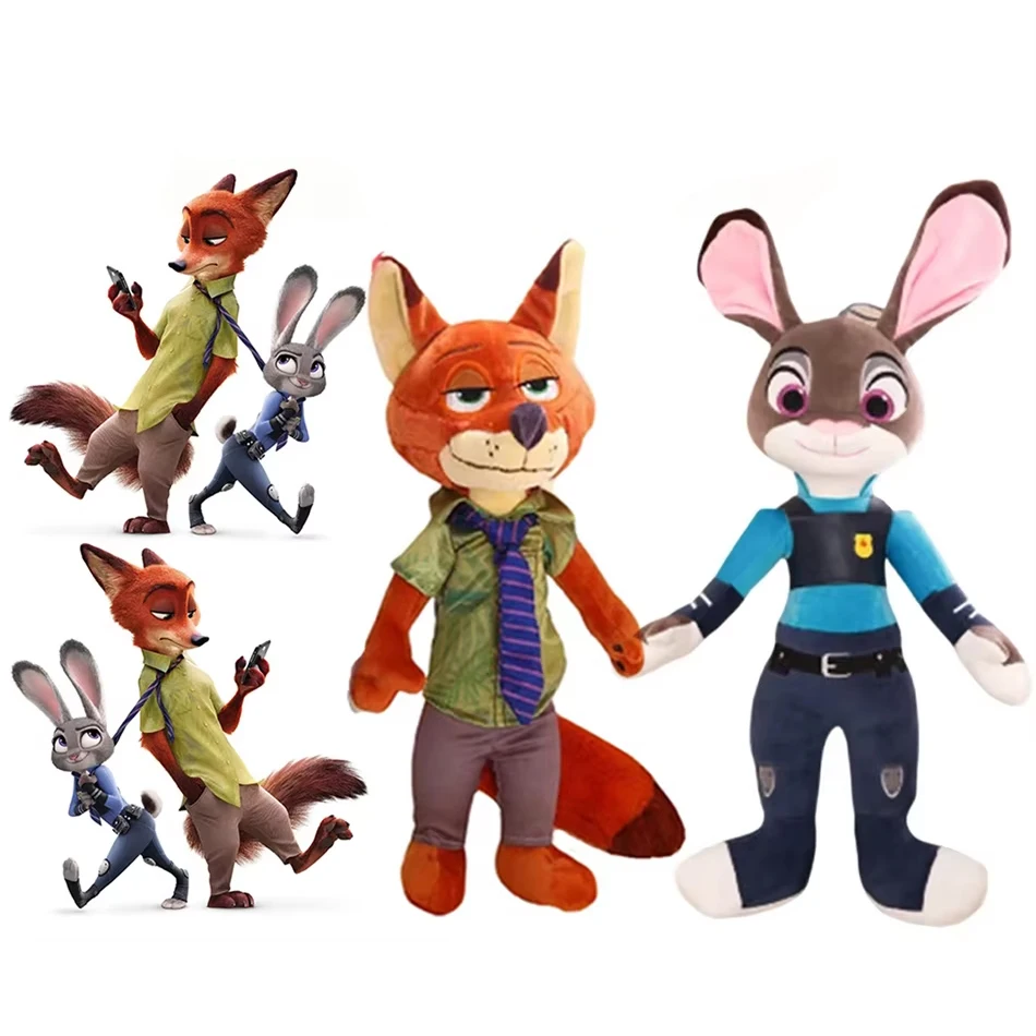 40-50Cm Zoo Character Nick Wilde Judy Hopps Cartoon Cute Toy Doll Model Birthday Christmas Gift for Friends