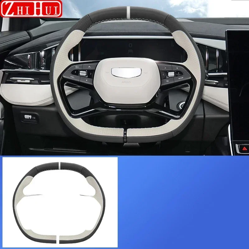 For Geely Atlas 2nd Gen Starray 2024 2023 Car Styling Handsewn Steering Wheel Cover Anti Slip Leather Handle Cover Accessories