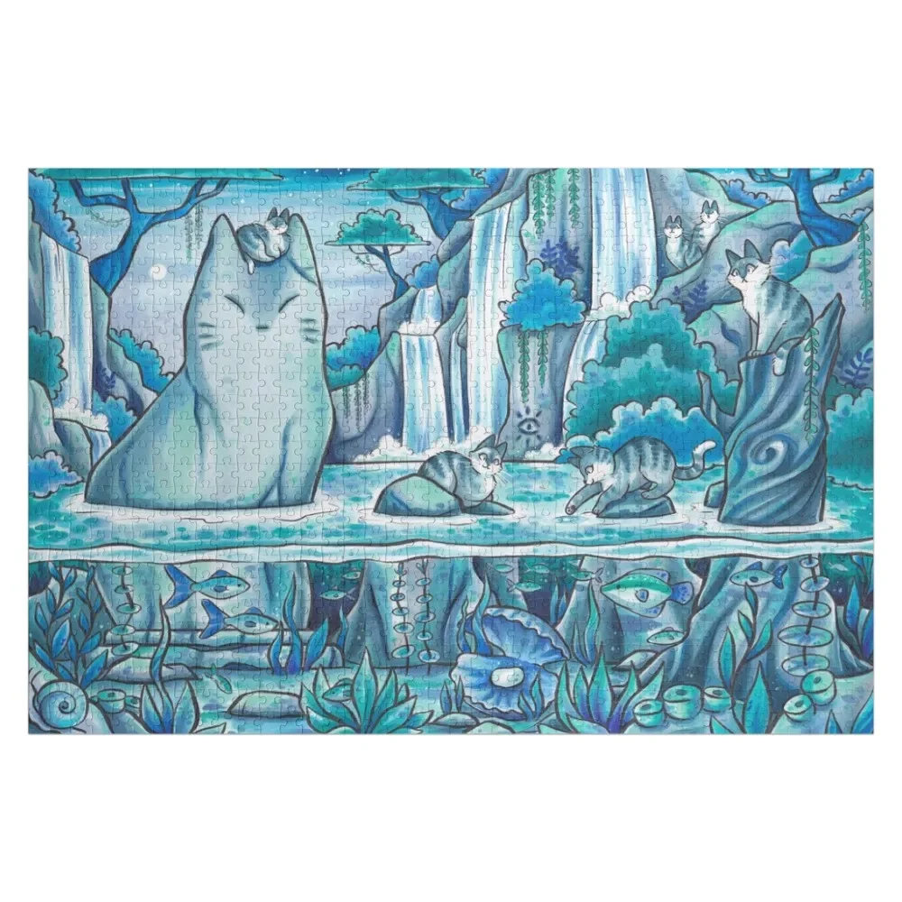 

Mysterious Jungle Cat Pond Jigsaw Puzzle Wooden Boxes Iq Puzzle