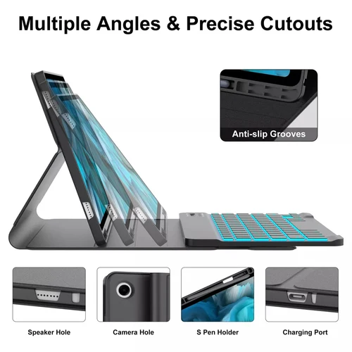 Imagen 2 del producto Funda para Samsung Galaxy Tab A9 Plus de 11 pulgadas, funda de teclado Bluetooth desmontable para Samsung Tab A9+ SM-X210/X216/X218