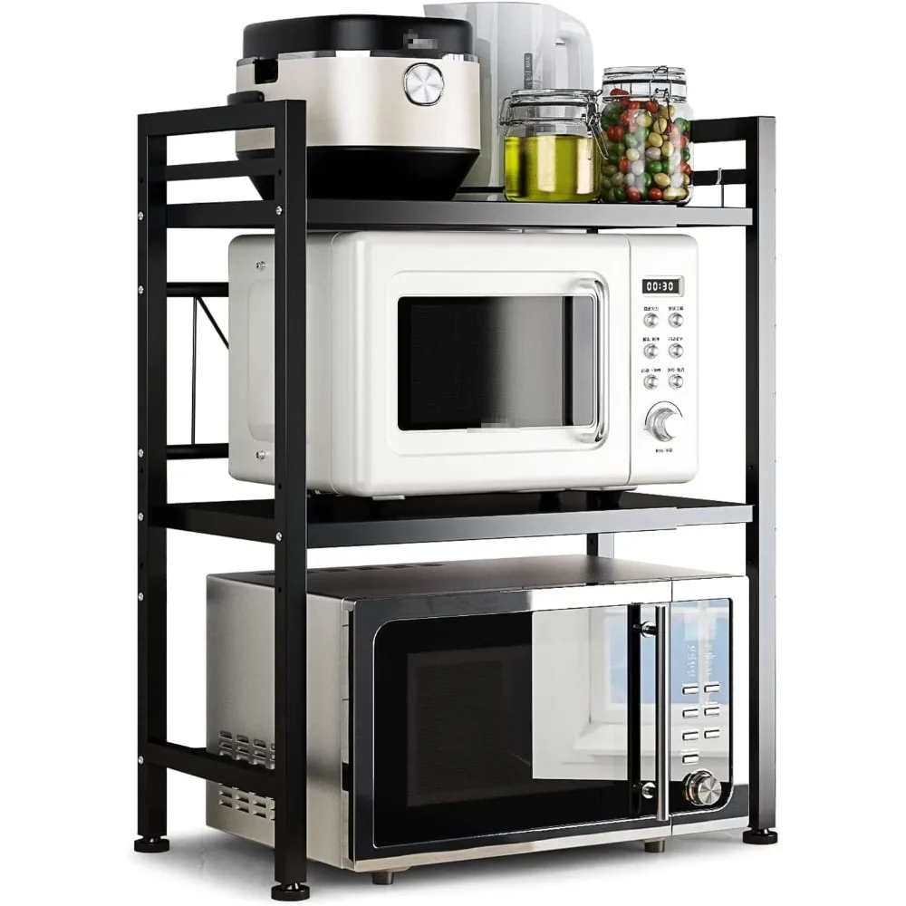 

DOLALIKE Microwave Oven Rack, Expandable Microwave Stand Countertop Kitchen Utensils Tableware Storage, Carbon Steel Over Microw