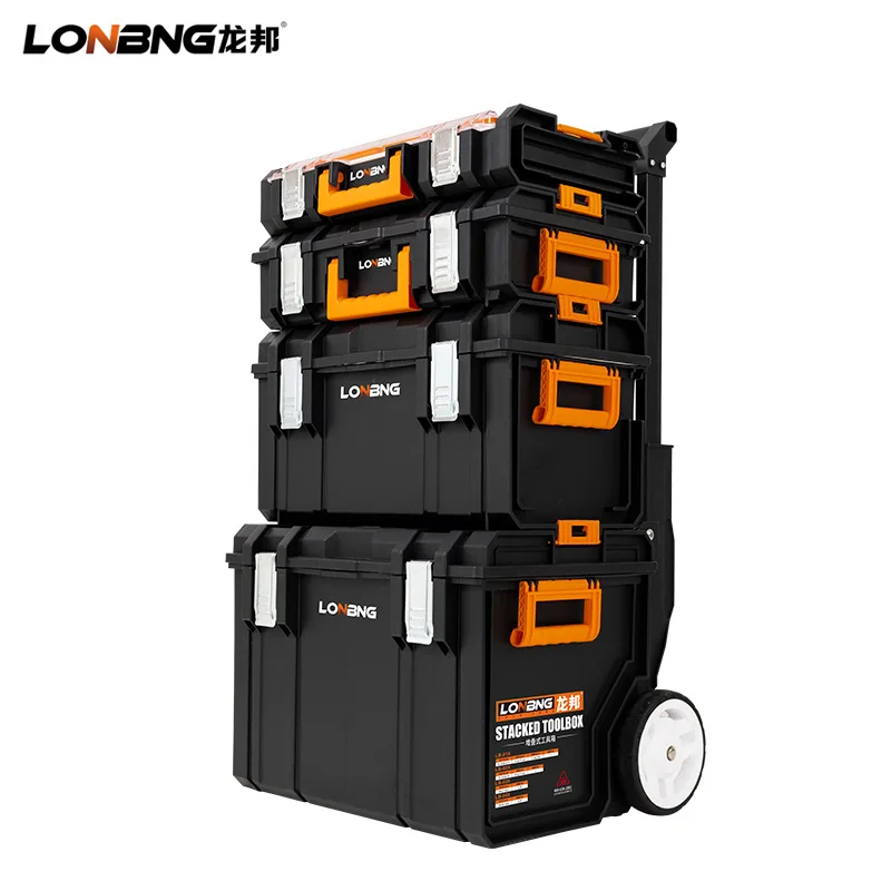 Folding Toolbox Storage Box Multifunctional Hardware Stacking Combined Trolley Case Tool Box Empty Box