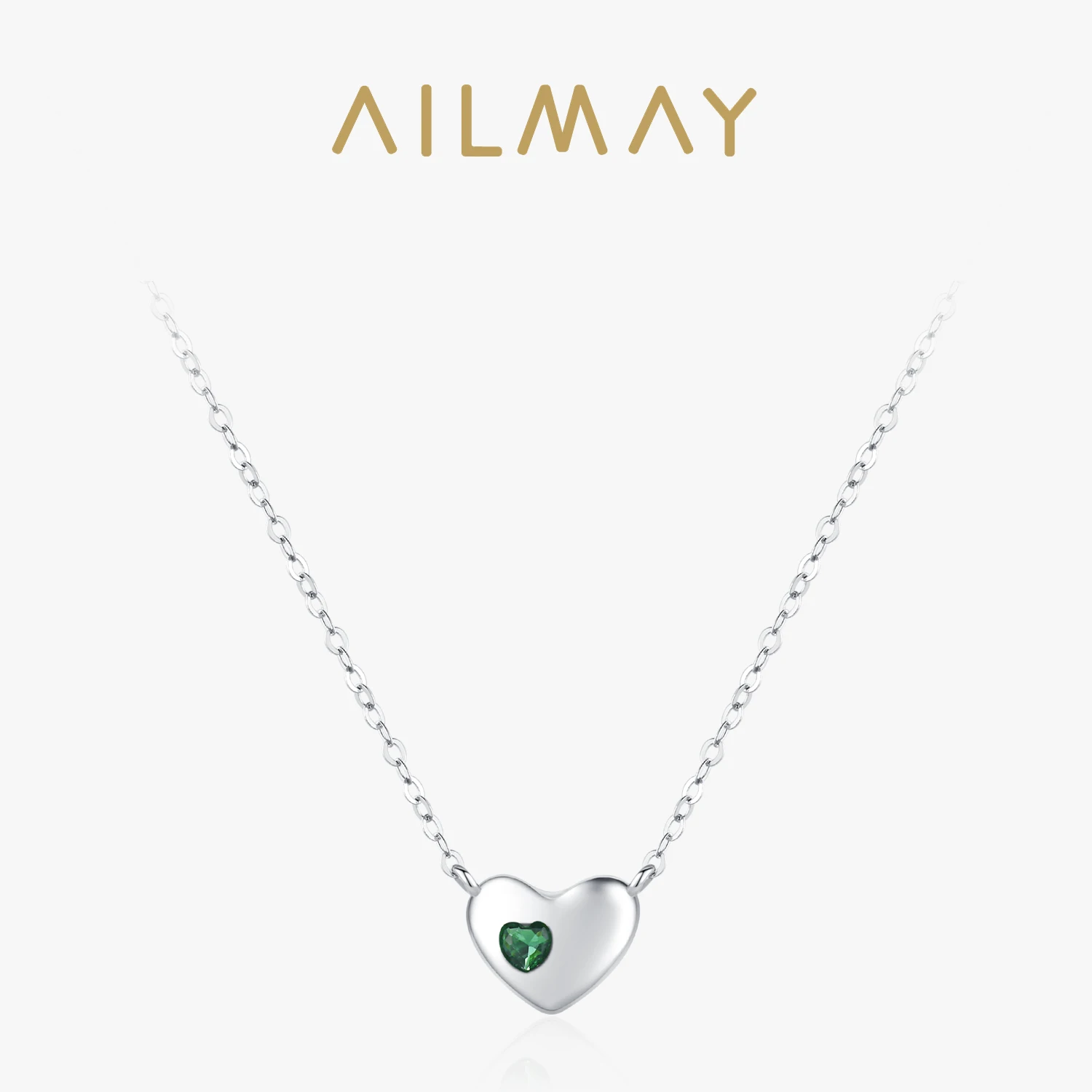 

Ailmay стерлингового серебра 925 пробы, классическое зеленое ожерелье с подвеской в форме сердца для женщин, романтическое массивное ювелирное изделие, подарок