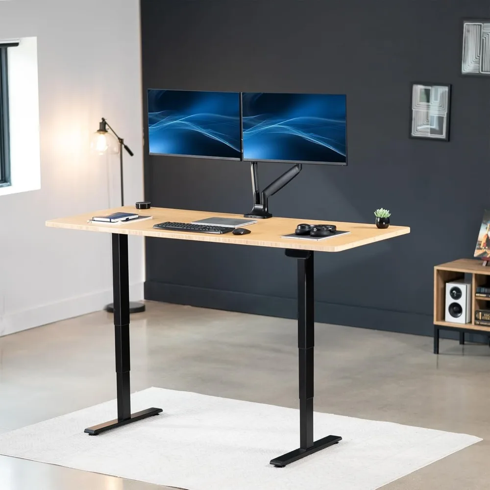 Electric 71 x 30 inch Real Bamboo Standing Desk, Touch Screen Memory Controller Height Adjustment