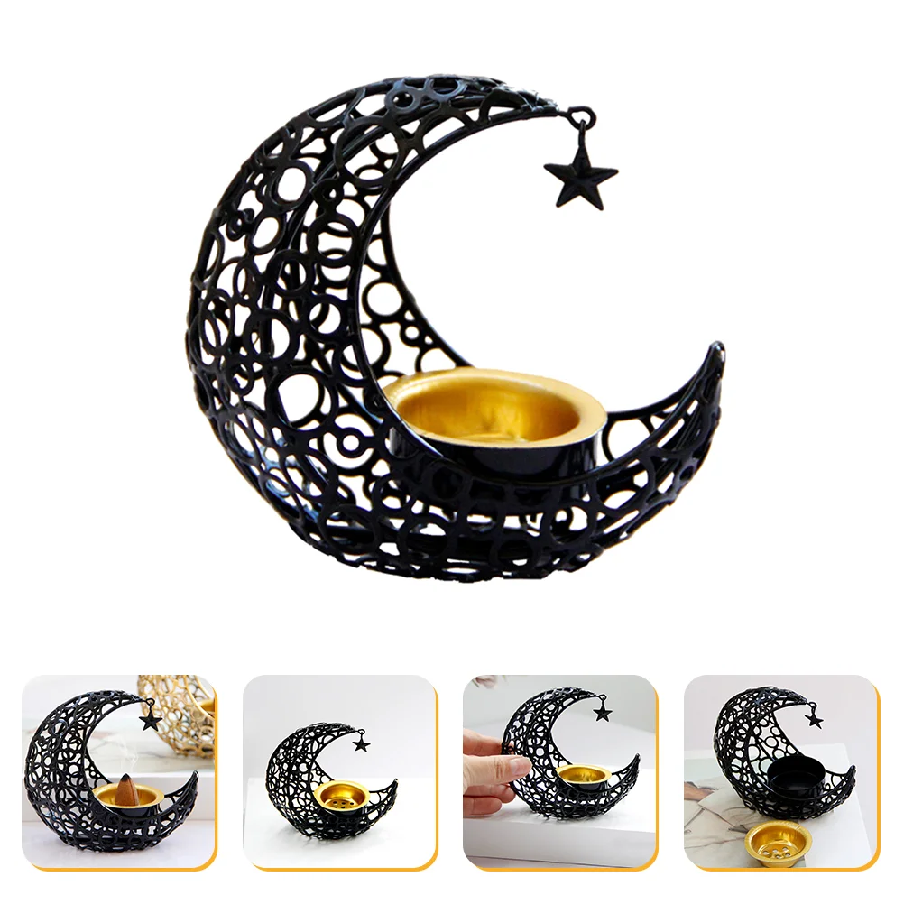 Eid Al-Fitr Incense Burner Candlesticks Censer Decorate Vintage Metal Alloy Moon Holder Mabkhara Muslim Ramadan