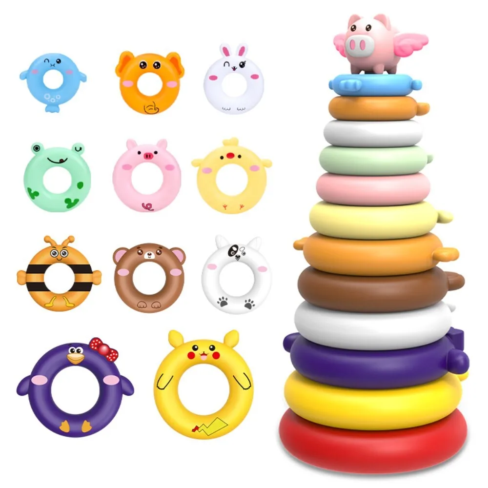 Stacking Rainbow Tower Ring Toy for 6 to 12 Months Baby Toddler Early Education Developmental Playtime Wooden Inspired