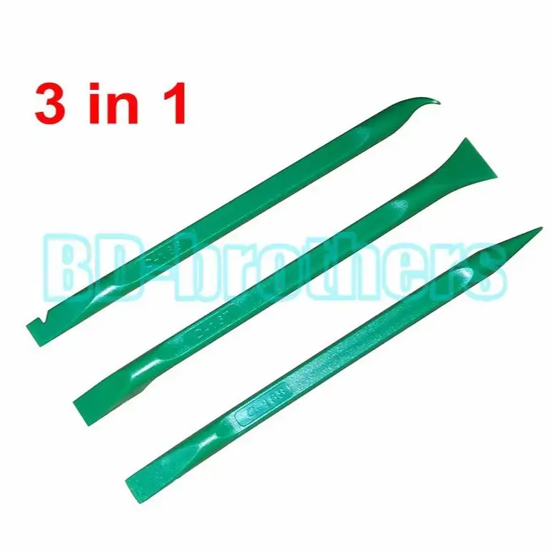 3 in 1 Green Pry Tool , 155mm Prying Opening Tools Plastic Crowbar for  Flat Cable / Screen / Housing Repair 300sets/lot