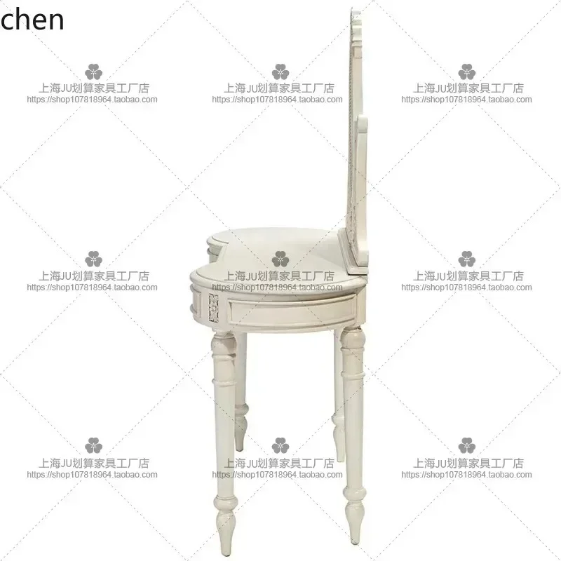 gu-1Country Solid Wood Carved Bedroom Dressing Table Modern Cream Style Small Apartment Simple Makeup Table