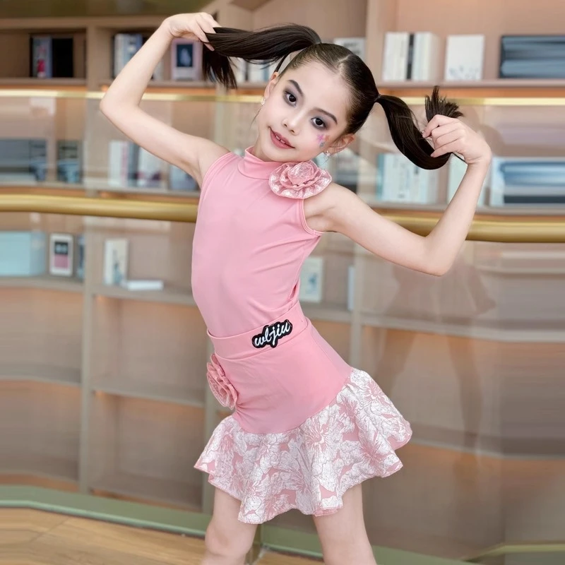 

Новые детские костюмы для латинских танцев, танцевальные тренировочные костюмы и профессиональные костюмы для латинских танцев для девочек