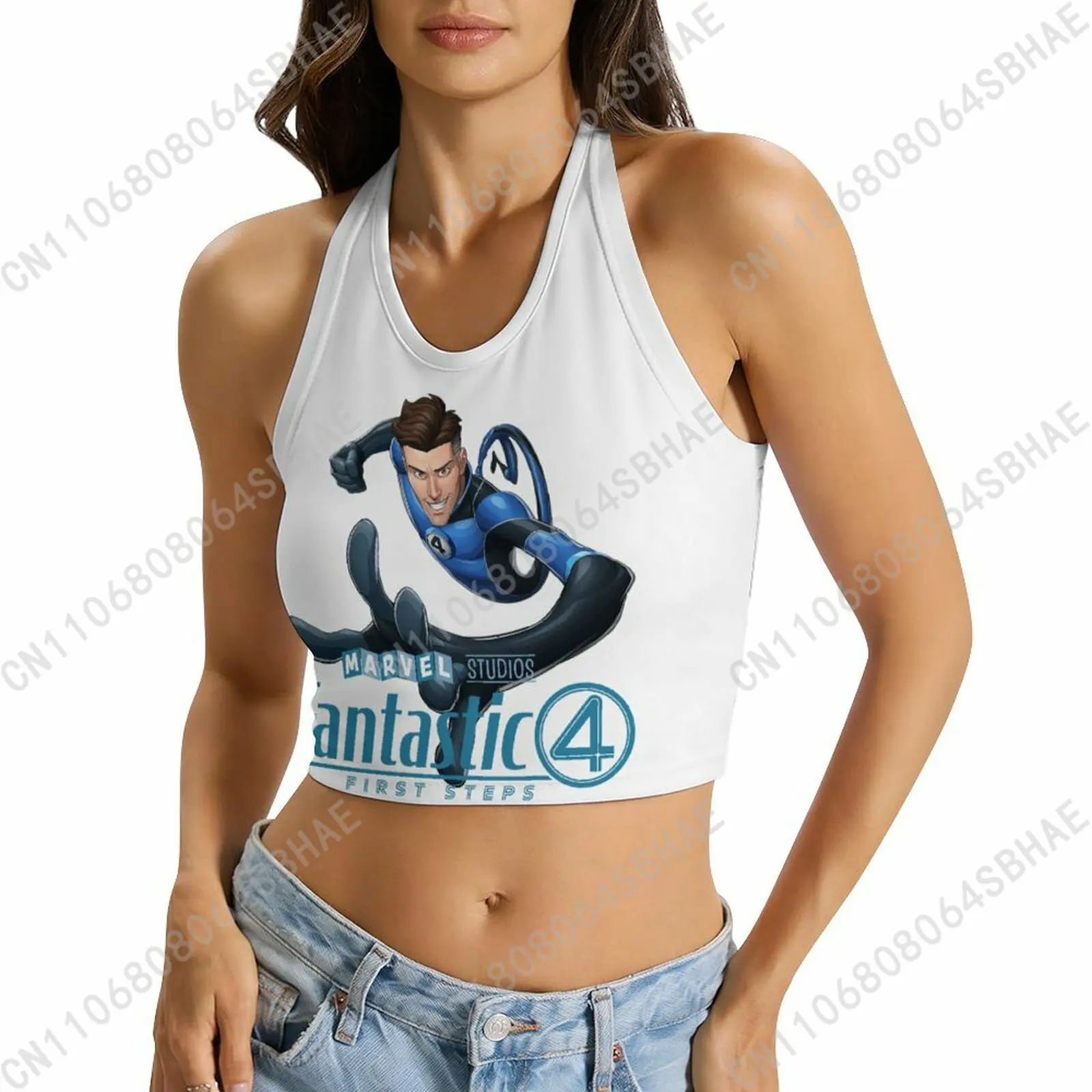 

Marvel Mister Fantastic Custom Photo Women's Halter Top Personalized Tie Back Cami Upload Your Gift Wife Girlfriend Cosplay