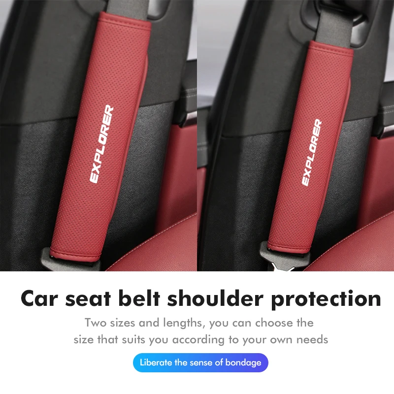 For Ford Car Seat Safety Belt Cover Soft PU Protector Shoulder Strap Pad mk2 mk3 Ranger Mondeo mk4 S-MAX Kuga Mustang Fusion - view 2