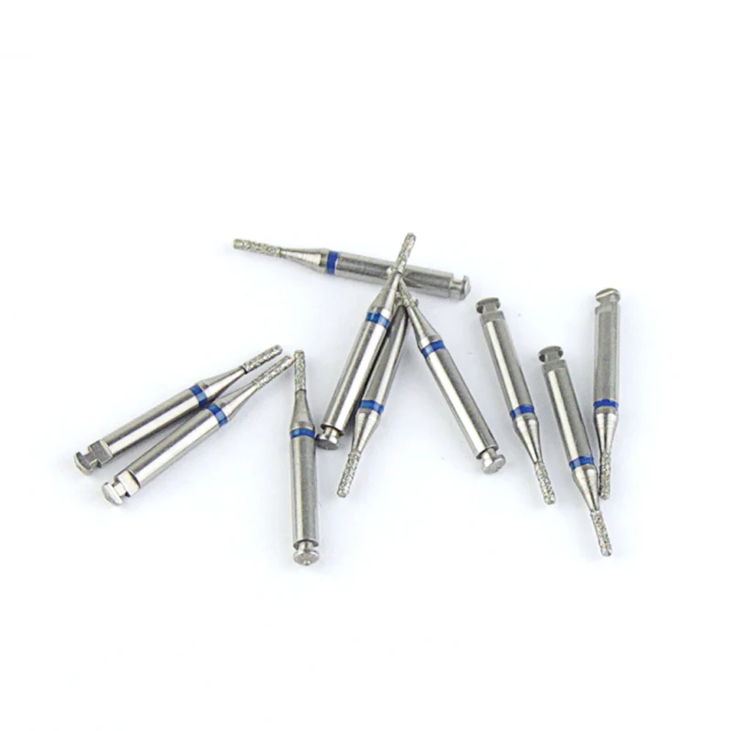 10pcs Dental Diamond Burs 109-R010M Flat End Cylinder SF-R41 RA Low Speed Drill Blue Rings High Quality Dentistry Grinding Tools