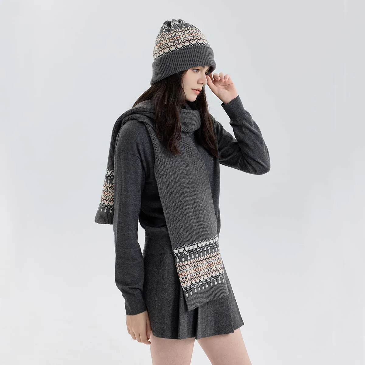 الكلاسيكية المعين عيد الميلاد خمر معرض جزيرة وشاح محبوك المرأة الشتاء قبعة تدفئة وشاح قطعتين مجموعة الرجال #2