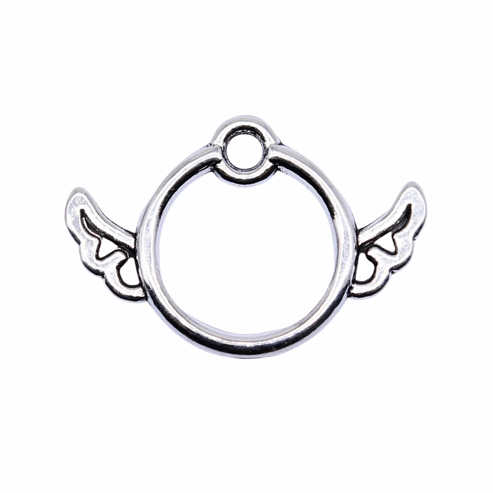 

Wholesale 400pcs/bag 13x19mm Round Wings Pendant Charms Wholesale Antique Silver Color Zinc Alloy Jewelry Findings