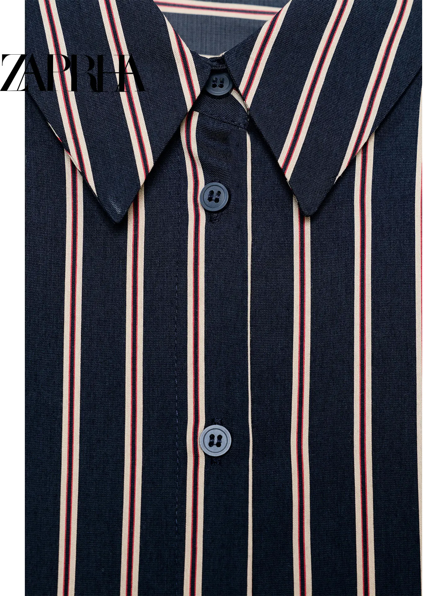 Décontracté Sle rayé coupe ample longue Sve irt col rabattu vêtements intérieurs superposition hiver 2025 Faion femmes Blouse