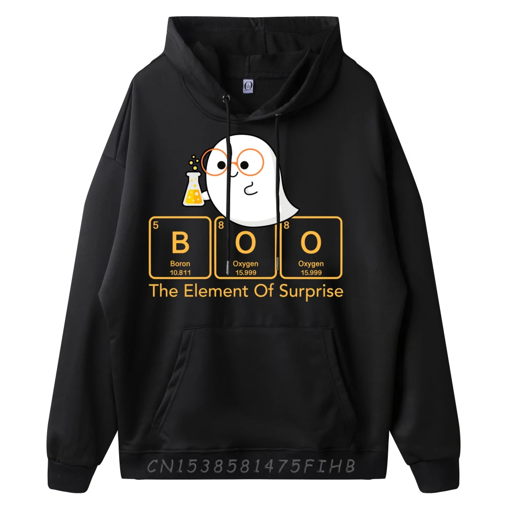 Chemistry Boo The Element Of Surprise Cute Chemist Halloween Vintage Hoodies Men Polyester Fiber Long Sleeve Hoodie Men Game