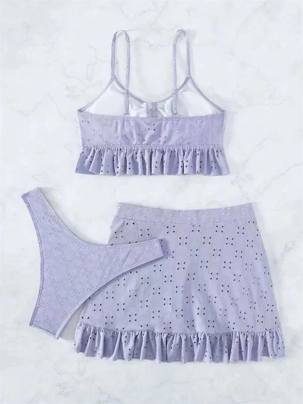 보라색 비키니 섹시한 구멍 수영복 프릴 마이크로 슬링 익스트림 Tankini 수영복 비치 의상 여성 수영복 Y2K 비키니 세트