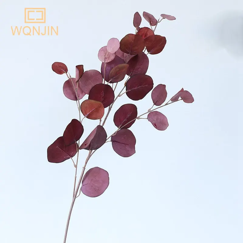 1pc, Hotel hochzeits dekoration Herbst baum blätter künstliche Blumen simulation Eukalyptus apfel blätter – Detail 16