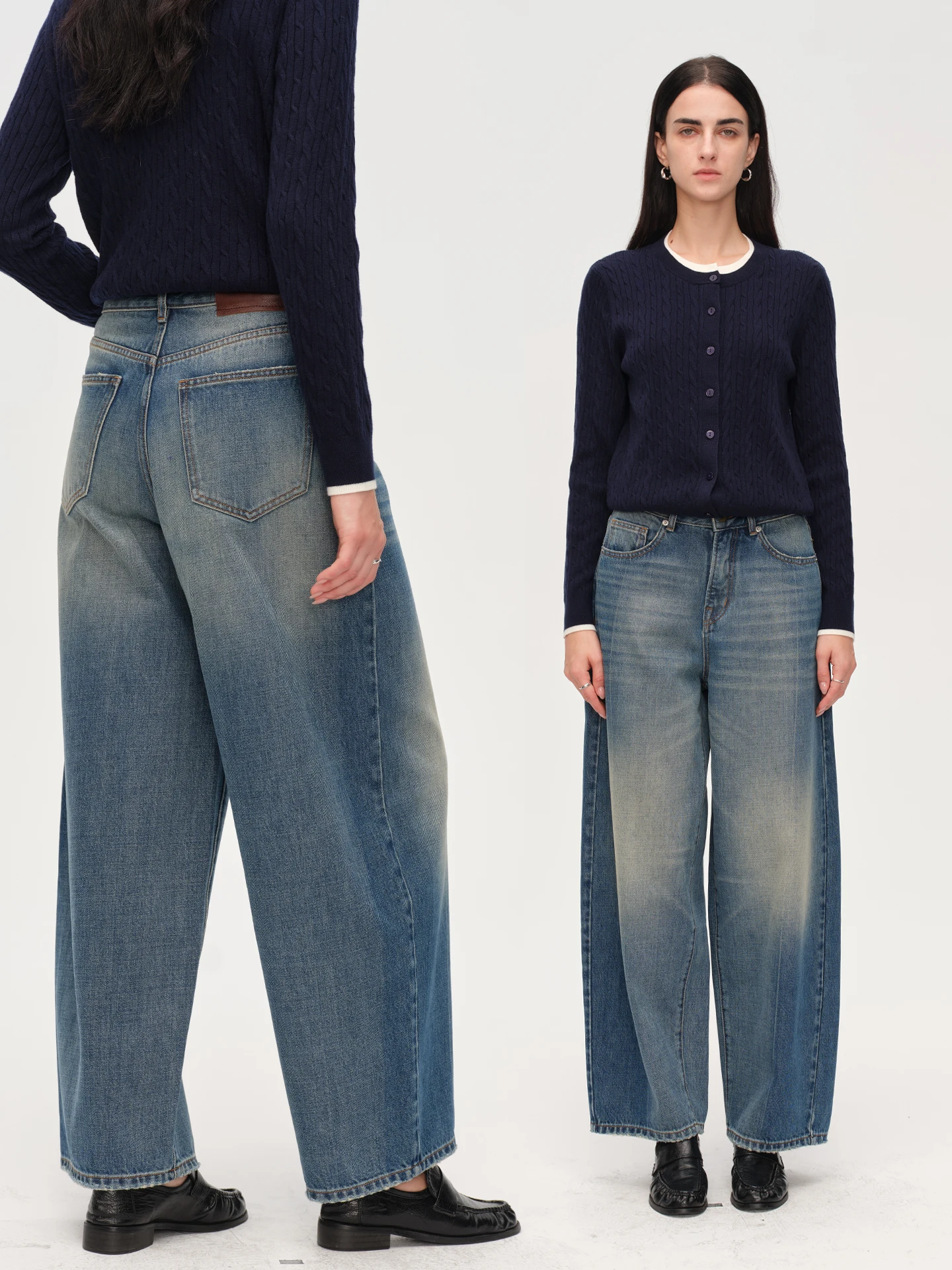 

Женские джинсы Rightcell Vintage Blue с широкими штанинами, свободного кроя, с высокой талией, из хлопка, осенняя коллекция, модные женские джинсы