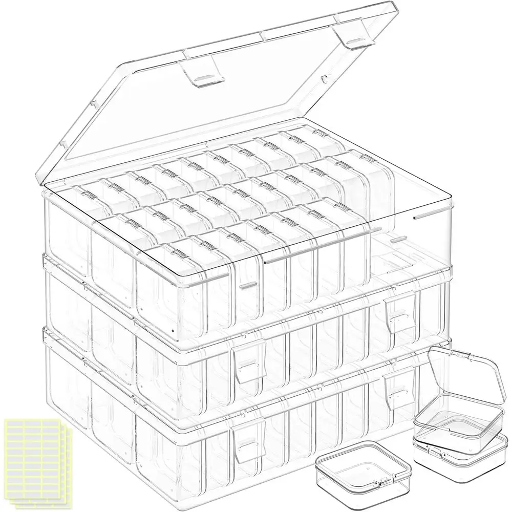 

Коробка-органайзер для бисера, маленькие контейнеры для хранения бисера, 93 шт., пластиковые чехлы с откидной крышкой, прямоугольное прозрачное хранилище для алмазной живописи