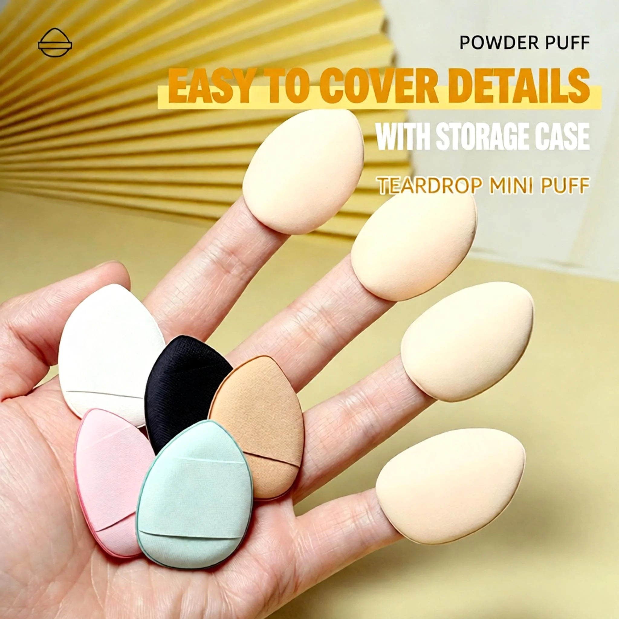 10Pcs Mini Finger Powder Puffs - Hydro Velour Blenders for Compact/Loose Powder & Foundation | Latex-Free Wet/Dry All Skin