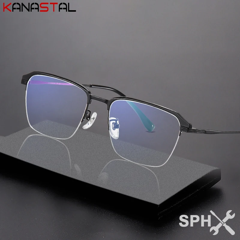 

Men's Pure Titanium Blue Light Blocking Reading Glasses Computer Eyeglasses Frame Women Prescription Optical Lens Myopia Eyewear