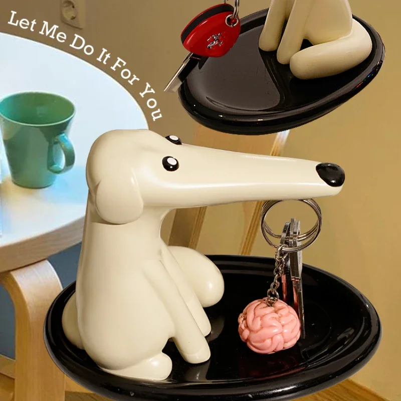 

Long-nosed dog key housekeeper magnetic suction creative gift cute storage porch desktop tray ornament