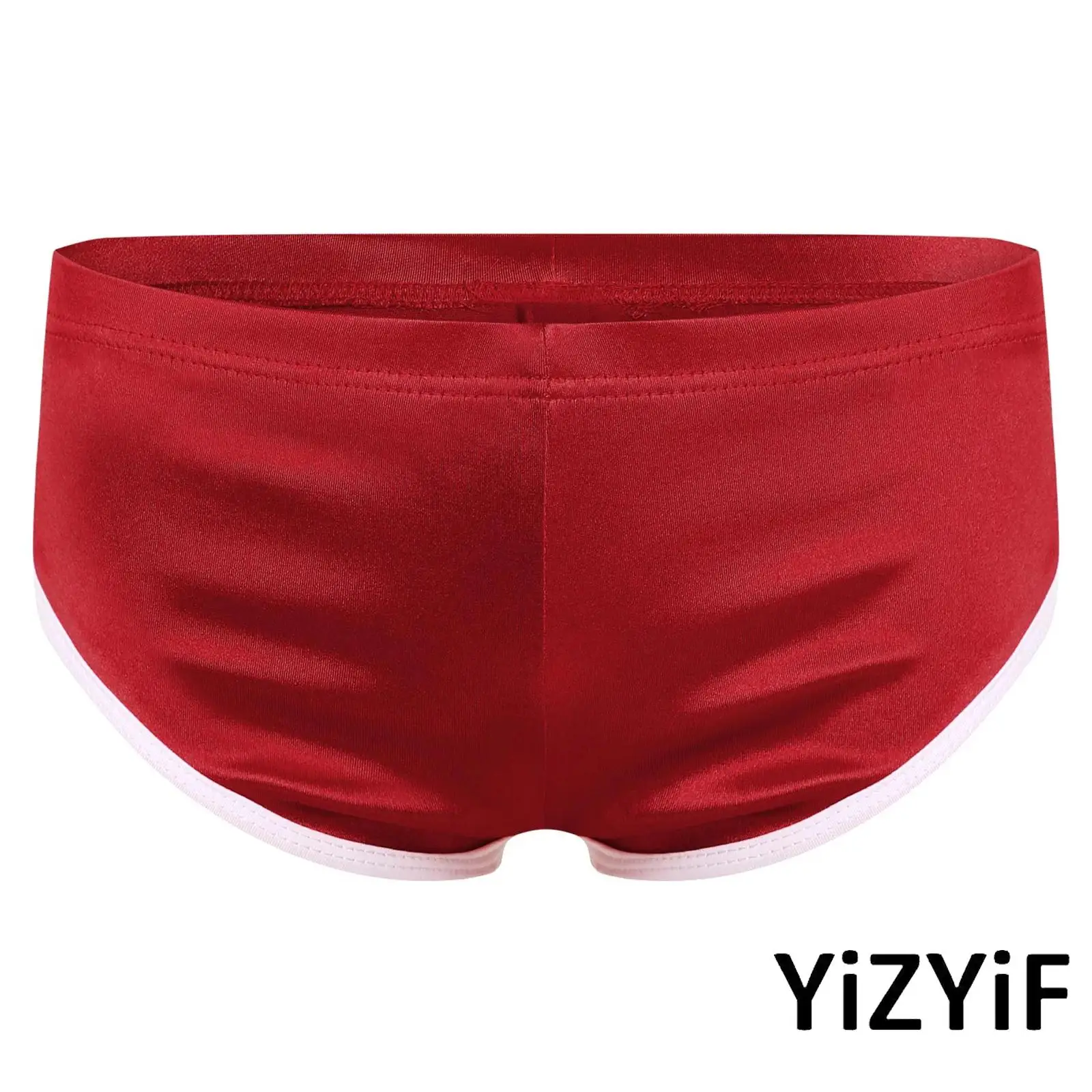 

Mens Low Rise Ultra Shorts Elastic Waistband Color Block Hemming Satiny Hot Pants Trunks Shorts for Running Beach Loungewear
