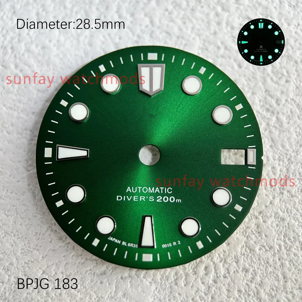 

28.5mm New Prospex Sun Pattern C3 Strong Green Luminous NH35/NH36 Dial Watch Accessories Custom Watch