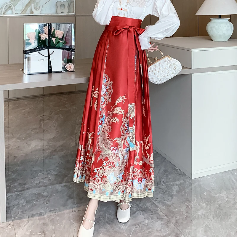 New Chinese Style Improved Horse-Face Skirt Suit Two Piece Set Women\'s Spring Summer Outfits New Long Sleeve Shirt Hanfu Skirt