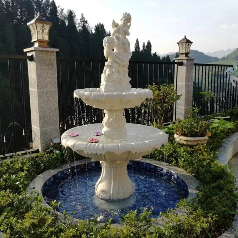 High-end European garden fountain garden fish pond water view villa courtyard large running water angel wedding sculpture