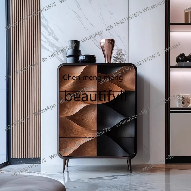 خزانة صدر من خشب الجوز الإيطالي وصلت حديثًا، وخزانة تخزين، وخزانة جانبية من الخشب الصلب مقابل الحائط #4